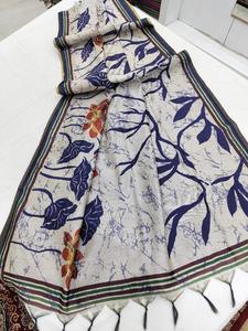 Vêtements occasionnels en soie Dhanwari avec imprimé floral et bordure Zari Saree Fabricant d'Inde au taux le plus bas - Product Image 3