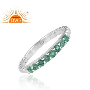Anillo de plata de ley fina de última tendencia, anillo de eternidad Esmeralda natural, fabricante de joyería personalizada - Product Image 2