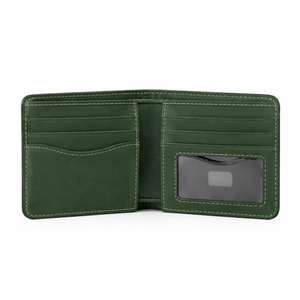 Cartera Bifold de Cuero Genuino para Hombre, Estilo Nuevo, Color Verde Clásico, Delgada, para Tarjetas y Efectivo - Product Image 2