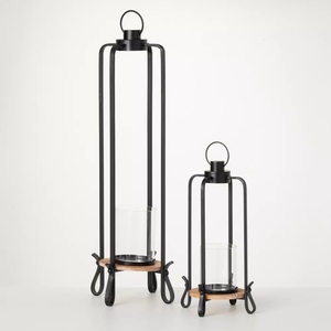 Scented Candle Holder Metal Holiday Christmas <b>Lantern</b> <b>Black</b> Powder Coated Pillar Elegant <b>Lantern</b> for Decoration - Product Image 1