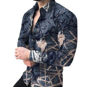 Wholesale Customized 100% Cotton <b>Men's</b> Button Down <b>Shirt</b> Anti-Wrinkle Breathable Casual <b>Beach</b> Printed <b>Shirt</b> - Product Image 1