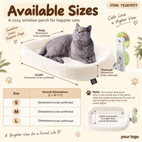 Lit pour chat Yangyangpet en peluche crème, ovale, à fixer sur fenêtre avec ventouses