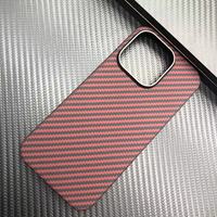 Casing iphone 15 pro max, pelindung ponsel magnetik serat karbon dengan bingkai kamera logam