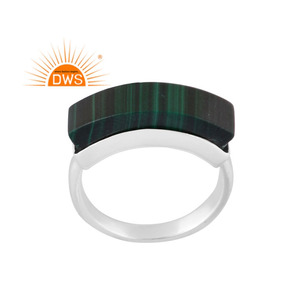 Fancy Cut Natural Malachite Gemstone <b>Ring</b> For Girts Wholesale Sterling <b>Silver</b> <b>Statement</b> <b>Ring</b> Jewelry Manufacturer - Product Image 1