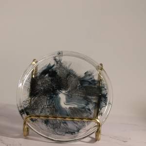 Dessous de verre en résine mélangée fabriqués à la main avec accent en bois | Dessous de verre en pierre disponibles au design personnalisé - Product Image 3