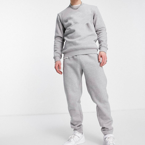 Survêtement en coton deux pièces de haute qualité pour hommes ensemble de sweat-shirt uni 100% polaire coton surdimensionné personnalisé hommes survêtement à col rond - Product Image 1