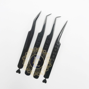 แหนบด้านล่างรูปหัวใจพลาสม่าสีดำสำหรับต่อขนตาทำจากสเตนเลสสตีลทำด้วยมือคุณภาพสูงฉลากส่วนตัว - Product Image 2