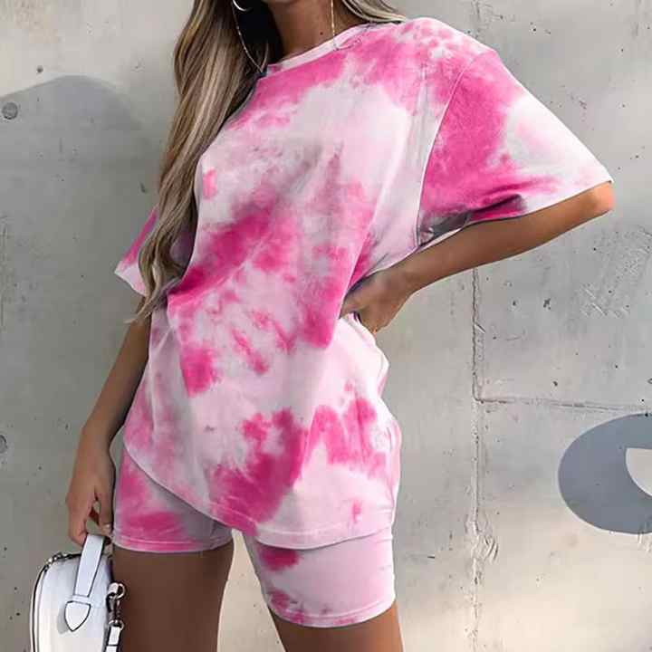 Custom Printing Tshirt Women Summer Casual T-Shirt Short Sleeve Tie Dye Print Tee Shirt Wholesale 100% organic cotton