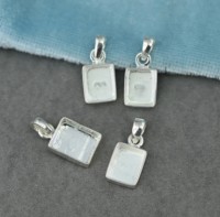 Pendentif rectangulaire vierge en argent sterling plaqué or 22k/14k, fait main, 10x14mm, pour bijoux en résine (lait maternel, cendres)