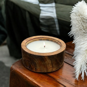 Bol à bougie en bois de qualité supérieure, fait à la main, écologique, bol en bois naturel pour une ambiance rustique à la maison et la décoration de table - Product Image 3