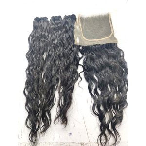 100% naturel Remy indien cheveux trame faisceaux HD dentelle fermeture frontaux vague naturelle unique donneur non traité - Product Image 6
