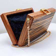 Wholesale Minimalist Vintage Party Bags Luxury Handmade Wooden Clutch <b>Purses</b> Chains Geometric Weddings <b>Bridal</b> Occasions - Product Image 6