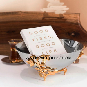 Cuenco de latón de acero inoxidable de diseño increíble y elegante, cocina decorativa, color plateado y dorado, cuenco elegante, soporte en forma de hoja - Product Image 2