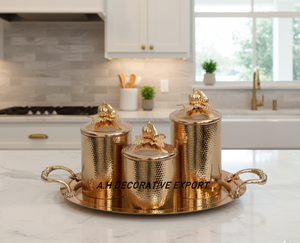 Handcrafted Rose Gold Stainless Steel Canister Pumpkin <b>Lid</b> Serving Tray | Europe Style <b>Decorative</b> Kitchen Tableware Storage - Product Image 5