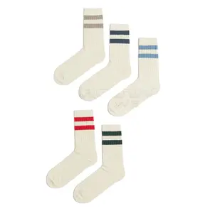 Men Women Socks Custom Stripped Design White Color Socks Thick Ribbed Knitted Soft Socks