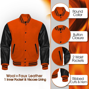 Customizable Embroidered <b>Letter</b> Varsity <b>Jacket</b> for <b>Man</b> Regular Size Windbreak with Baseball Collar CollegeBaseballjacket for <b>men</b> - Product Image 5