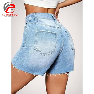 Personnalisé taille haute extensible décontracté lavé Streetwear Denim Shorts déchiré été à la mode Jean Shorts pour les femmes - Product Image 2