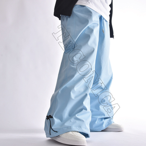 Pantalon de neige imperméable bleu clair pour homme OEM avec bouches d'aération à la taille et bas cintré - Product Image 3