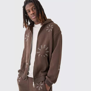 <b>Zip</b> <b>up</b> and Sweatpants Set Men's <b>Zip</b> <b>up</b> <b>Hoodie</b> Tracksuits With Premium Quality Screen Printing and Heavyweight Cotton Fleece Set - Product Image 5