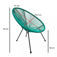 Chaise de jardin extérieure rétro espagnole de qualité supérieure, structure en fer et acier, assise en polyéthylène maillé, peinte, élégante pour les jardins