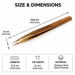 Pince à épiler professionnelle en acier inoxydable à pointe droite dorée pour extensions de cils – Outil d'isolation de précision à prise facile - Product Image 3