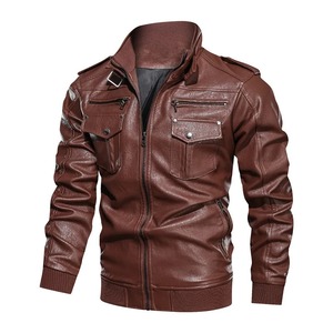 Spring Autumn Multi-pocket PU <b>Leather</b> Jackets for Men Clothing Punk Style High Street Motorcycle Jacket <b>Coats</b> - Product Image 4