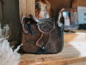 Vintage GenuineTooled Leather Saddle Purse Cowgirl Fashionable Durable Women's Luxury Sling Bag Western Style Ready to Ship - Product Image 3