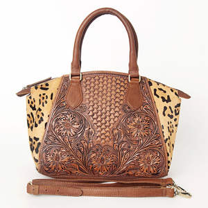 Sac à bandoulière en cuir véritable de haute qualité, style bohème vintage, fermeture éclair, avec motif western, usage quotidien au meilleur prix - Product Image 2