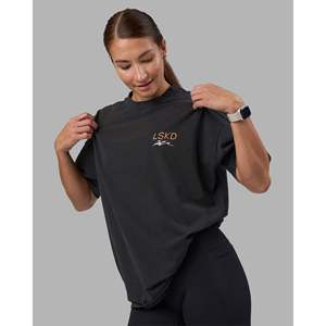 T-shirt de fitness compressé épais - Tee-shirt noir délavé surdimensionné - Product Image 4