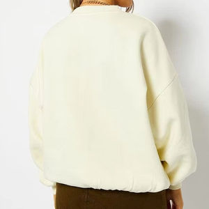 Women's Custom Oversized Embroidered French Terry Baggy Hoodie Heavyweight Cotton <b>Fleece</b> <b>Jumper</b> with CrewNeck for Winter - Product Image 4