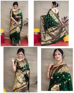 Saree en soie Banarasi souple avec tissage Zari intégral et Rich Pallu Meenakari pour les occasions de fête - Product Image 5