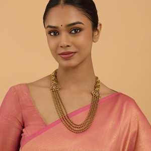 Silver Temple <b>Necklace</b> 177212 Gold Plated Religious Ethnic Style Chains for Wedding & Gift - Product Image 1
