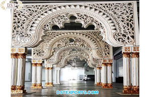 Puerta de entrada de boda tradicional, decoración elegante, pilares de desarrollo, puerta de entrada de boda de estilo indio del Sur - Product Image 3