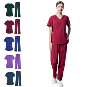 Ropa médica de moda Estiramiento Venta al por mayor Manga corta Uniformes Lavable Tela suave Enfermera Scrubs Hospital Uniforme - Product Image 1