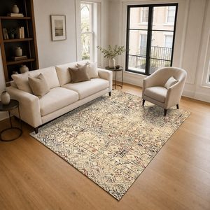 <b>RUGS</b> DEPOT LXDP-0735 Wholesale Beige Brown Modern Vintage Digital Printed Machine Washable Chenille Area <b>Rug</b> <b>Non</b> <b>Slip</b> - Product Image 2
