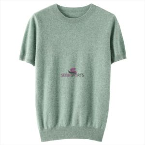 Suéter de Punto Holgado de Manga Corta y Cuello Redondo para Mujer, Color Sólido, Acrílico, para Otoño - Product Image 1