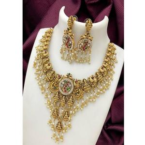 Ensemble collier et boucles d'oreilles Kundan traditionnel bijoux de mode de mariée en or de luxe pour les mariages pour les femmes - Product Image 1