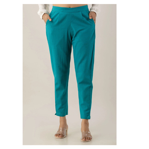 Pantalon droit en toile respirante pour femme, taille mi-haute, coupe régulière, résistant aux plis, avec taille élastique et dentelle, style tendance - Product Image 5