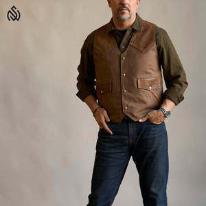 OEM ODM servicio Chaleco de cuero para la venta al por mayor de fábrica precio mejor hombres de tela Chaleco de cuero de moto para los hombres - Product Image 1