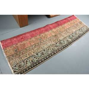 Tapis Kilim classique rouge vert 2.4 X 7.3ft grande surface tapis Rectangle en laine turque support en Latex 10mm épaisseur abstraite pour couloir - Product Image 2