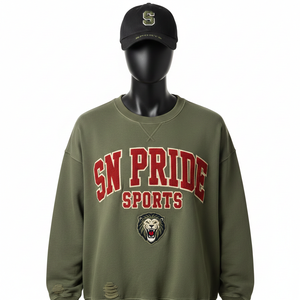 Sweat-shirt à col rond en coton 100% de gros, neuf, OEM, broderie, poids lourd, logo personnalisé, écologique, respirant, coupe classique - Product Image 1