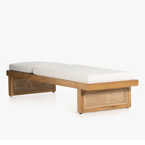 Chaise longue en teck et rotin, fabriquée à la main en Indonésie - Product Image 3