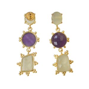 Wholesale Brass Drop <b>Earrings</b> Bulk Raw Natural Stone Design Rhodium Plated Brass Hypoallergenic Safe Wear Premium B2B Ready - Product Image 6