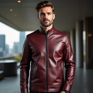เสื้อแจ็กเก็ตหนังมอเตอร์ไซด์ของผู้ชายเสื้อแจ็คเก็ตหนัง PU ทรงสลิมฟิตสำหรับผู้ชาย - Product Image 6