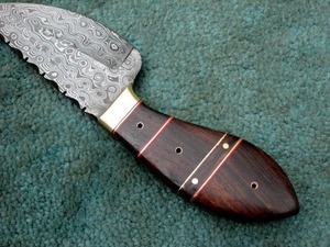 Couteaux de skinner de chasse en acier damas personnalisables de qualité supérieure manche en bois motif goutte de pluie Support OEM - Product Image 4