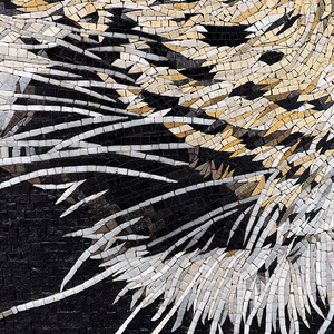 Mosaico in Marmo con Effetto Acqua, Murale Artistico di Lusso con Design Leopardato, Rivestimento Murale in Pietra Assemblato a Mano per Arredamento d'Interni di Alta Gamma - Product Image 5