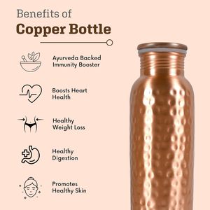 Venta directa de fábrica Botella de agua de cobre puro Metal a prueba de fugas Diseños personalizados para Ayurveda Yoga Beneficios para la salud Drinkware - Product Image 2