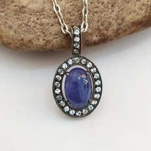Pendentif délicat en Tanzanite, argent sterling, serti de topaze blanche, bijou classique et élégant, cadeau pour enfants, femmes, filles, mode - Product Image 4