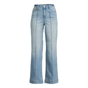 Pantalones vaqueros ajustados sólidos transpirables personalizados para mujer, vaqueros de algodón y LICRA con cintura alta y cremallera, servicio OEM - Product Image 1