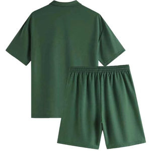 Wholesale 2-Piece Set of Men's Summer Casual Track <b>Suit</b> <b>Button</b> Collar Polo Shirt and Shorts with Pockets 100% Cotton - Product Image 2